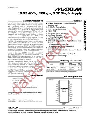 MAX1135BEAP+ datasheet  